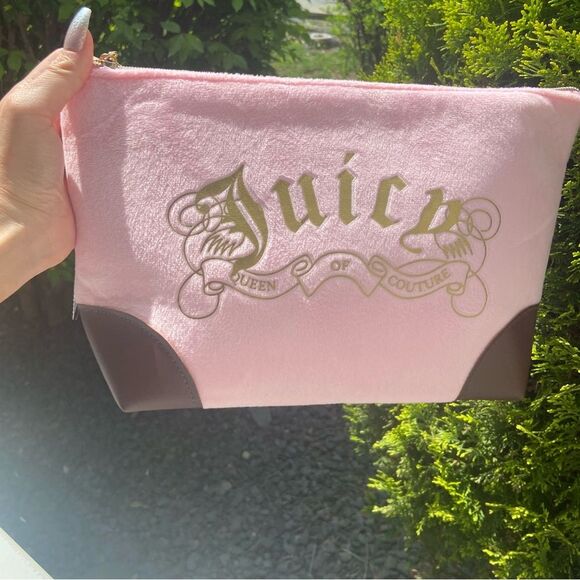 Juicy Couture Makeup Bag - Pink and Brown Y2K Cosmetic Bag - Picture 4 of 4